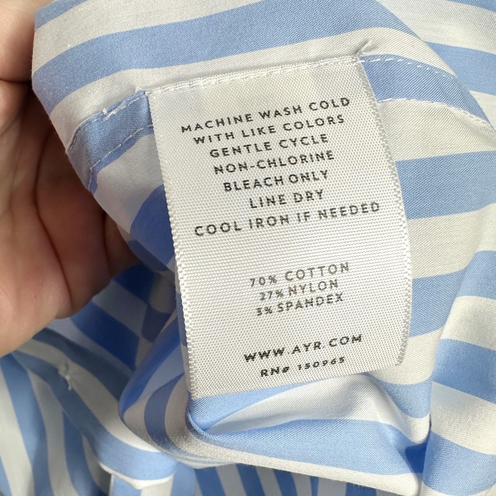 NWOT AYR The Deep End Button Down Shirt Large Blue/White Stripes - Picture 11 of 16